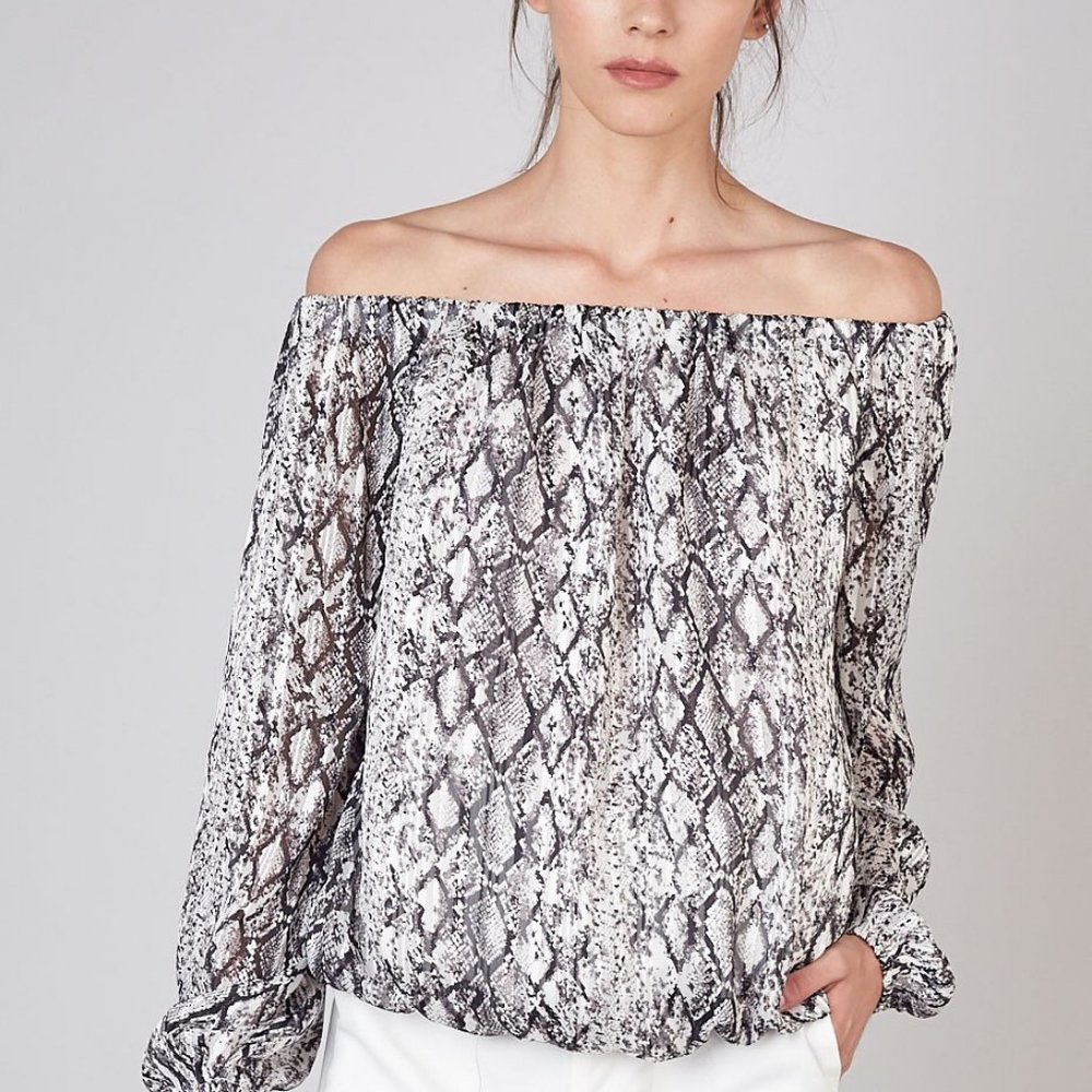 DO+BE Off the Shoulder Snakeskin Top